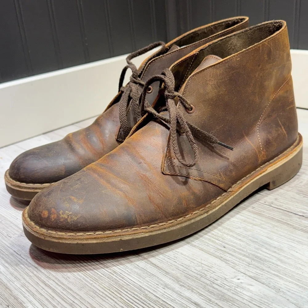 Clarks Bushacre Chukka Boot Brown 15522 Men's Sz 11 Patina